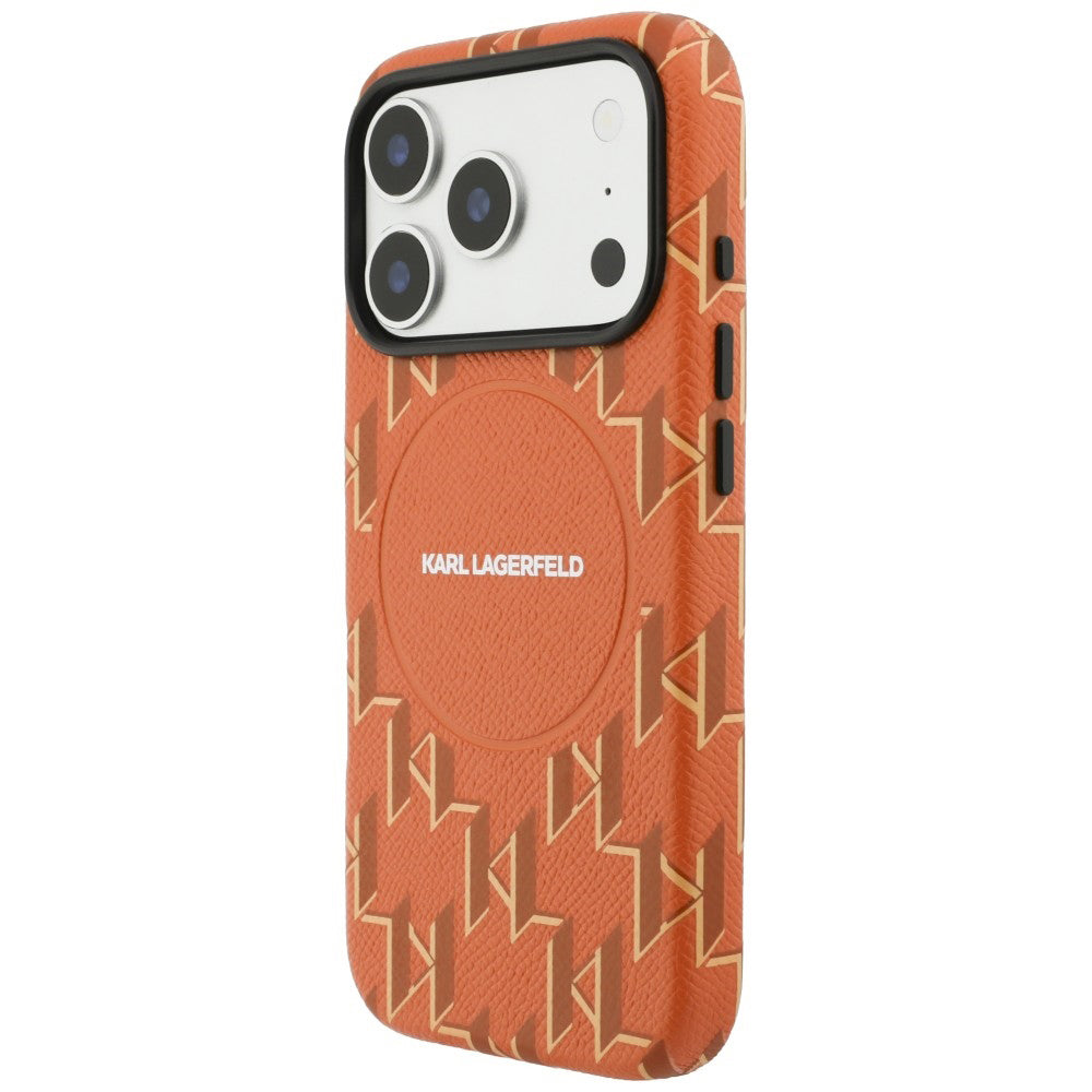 Futrola MagSafe za Apple iPhone 17 Pro, Karl Lagerfeld, KL Monogram Logo, Narandžasta