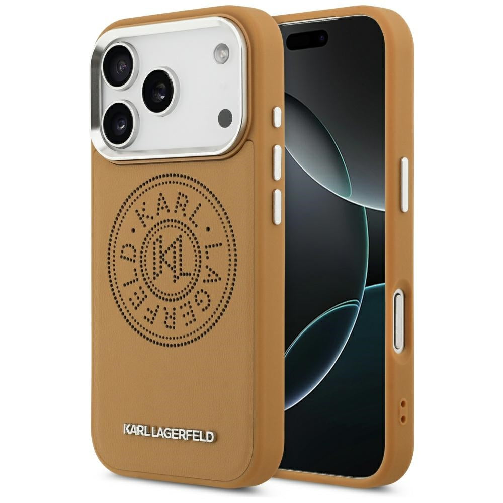 Futrola MagSafe za Apple iPhone 17 Pro, Karl Lagerfeld, Point & Metal Logo, Braon