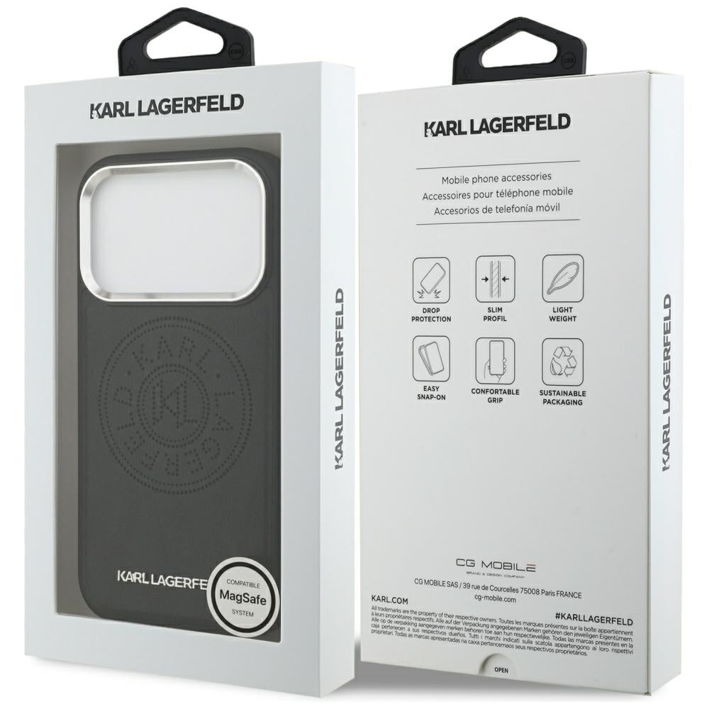 Futrola MagSafe za Apple iPhone 17 Pro, Karl Lagerfeld, Point & Metal Logo, Crna