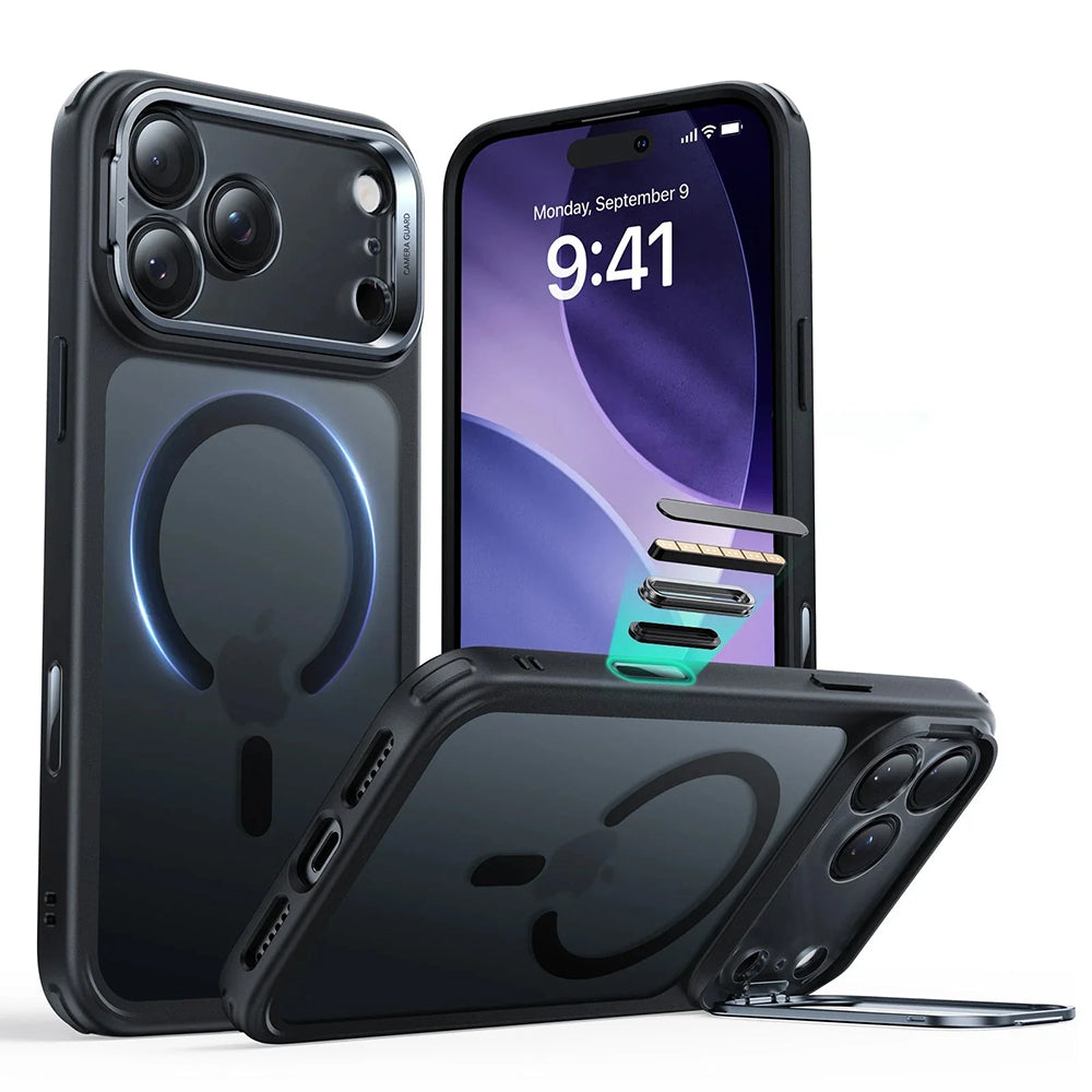 Husa MagSafe za Apple iPhone 17 Pro Max, ESR, Classic Hybrid Kickstand, Crna Satinirana