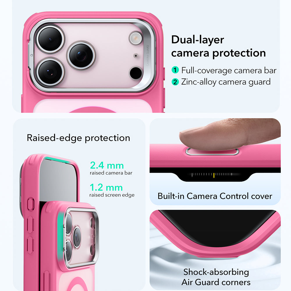 Futrola MagSafe za Apple iPhone 17 Pro Max, ESR, Classic Hybrid Kickstand, Roze Saten