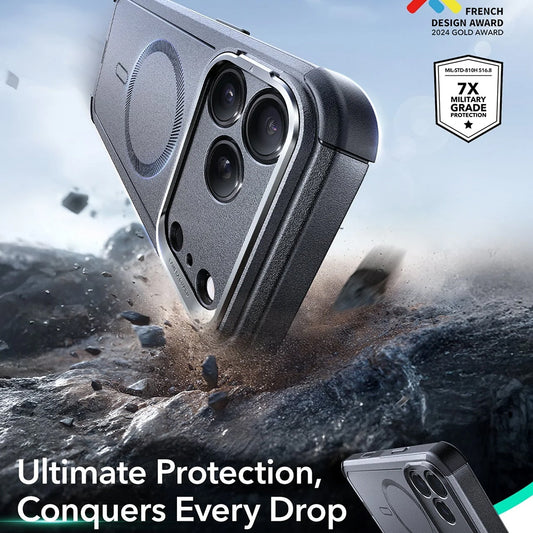 Futrola MagSafe za Apple iPhone 17 Pro Max, ESR, Cyber Armor Kickstand, Siva