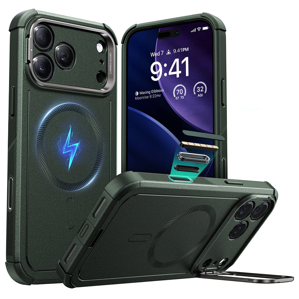 Futrola MagSafe za Apple iPhone 17 Pro Max, ESR, Cyber Armor Kickstand, Zelena