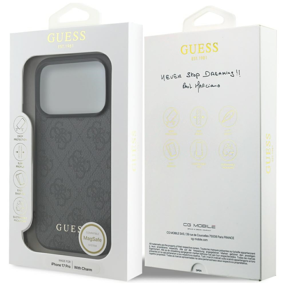 Husa MagSafe za Apple iPhone 17 Pro Max, Guess, 4G Charm Cradle, Crna