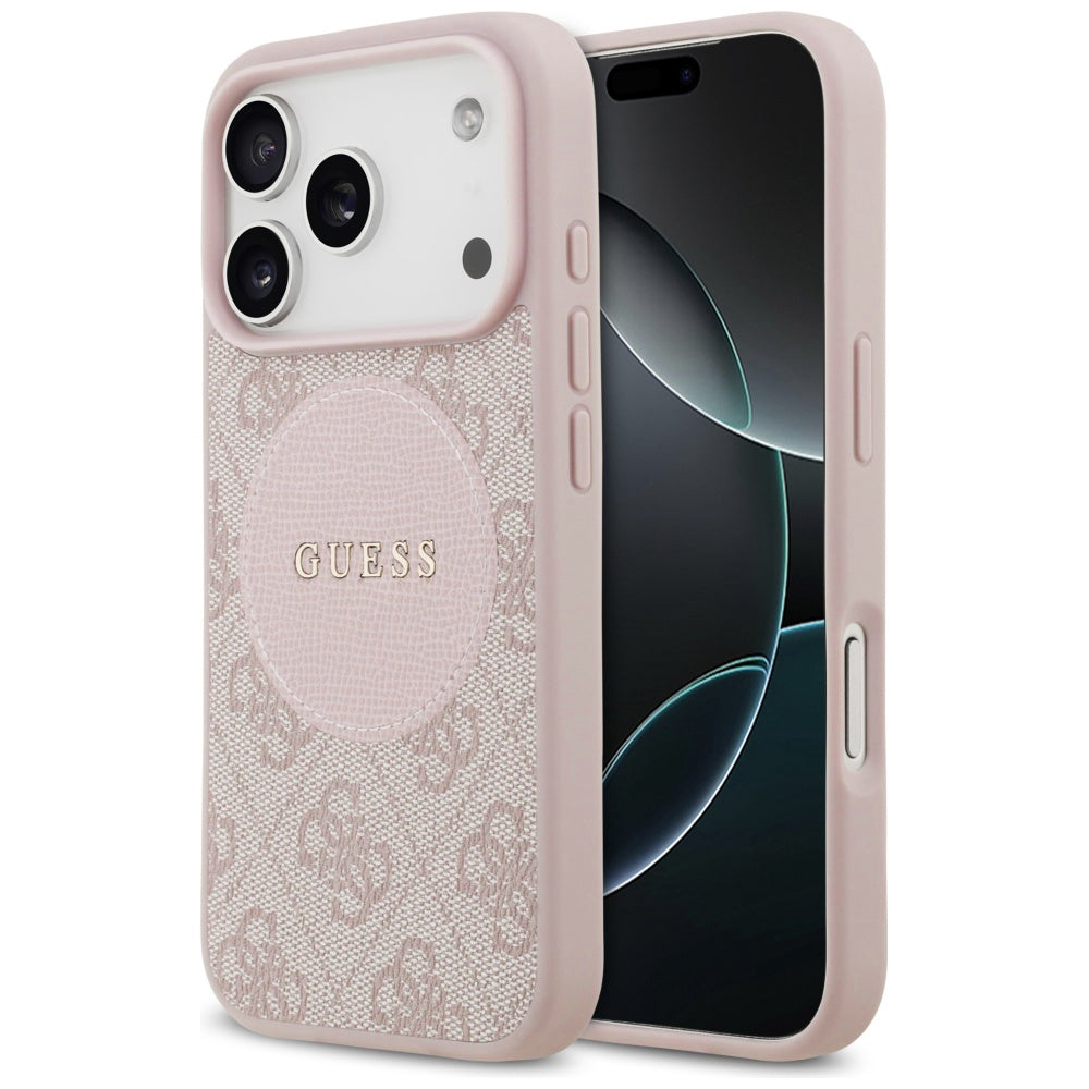 Futrola MagSafe za Apple iPhone 17 Pro Max, Guess, 4G Circle Classic Logo, Roze