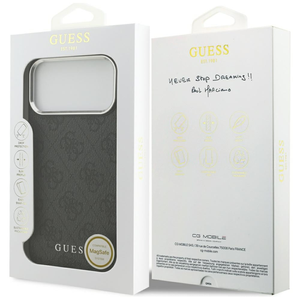Futrola MagSafe za Apple iPhone 17 Pro Max, Guess, 4G Classic Logo, Crna
