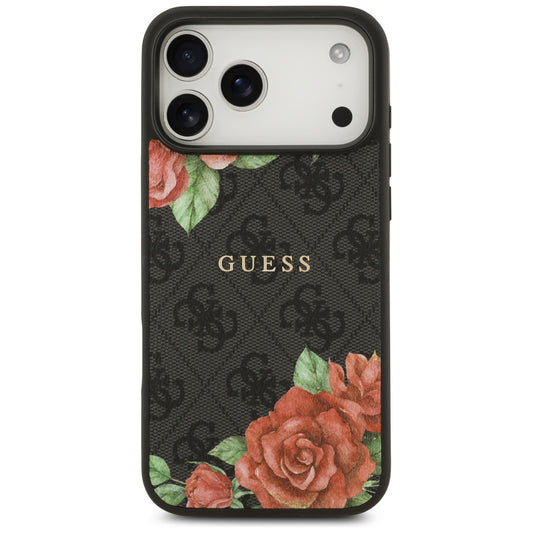 Futrola MagSafe za Apple iPhone 17 Pro Max, Guess, 4G Flowers Print, Crna