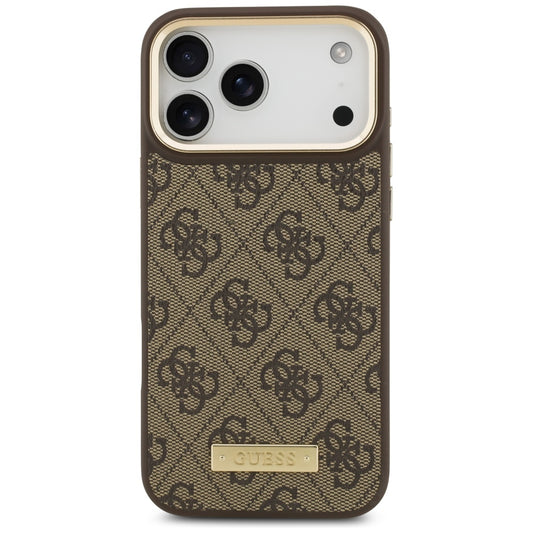 Futrola MagSafe za Apple iPhone 17 Pro Max, Guess, 4G Logo Plate, Braon