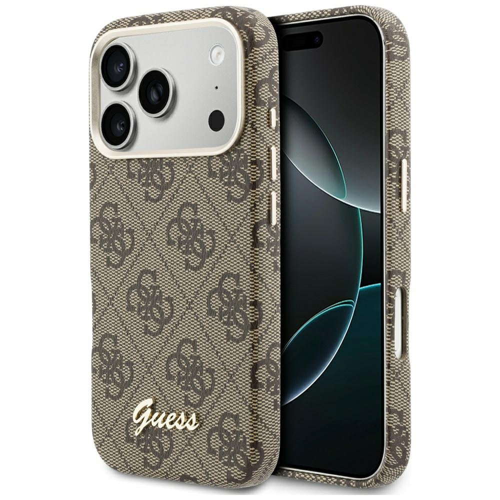 Futrola MagSafe za Apple iPhone 17 Pro Max, Guess, 4G Script Logo, Braon