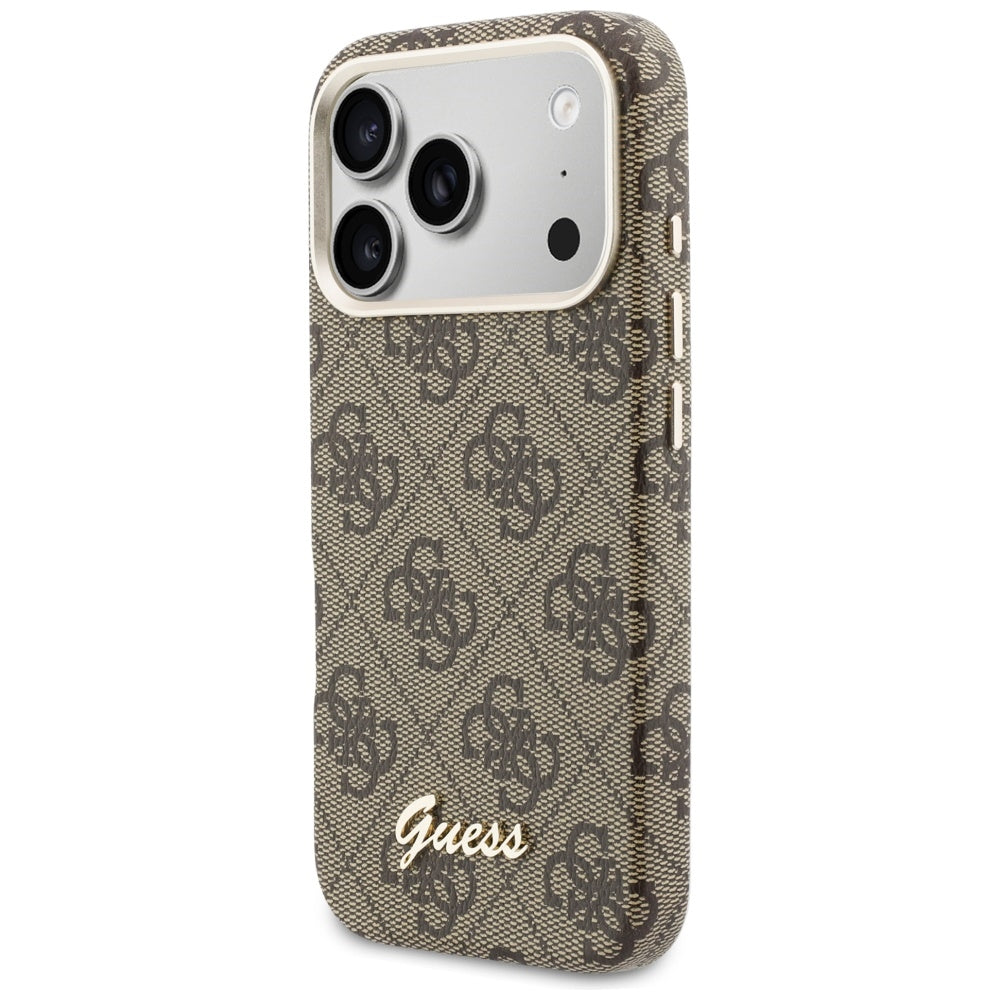 Futrola MagSafe za Apple iPhone 17 Pro Max, Guess, 4G Script Logo, Braon