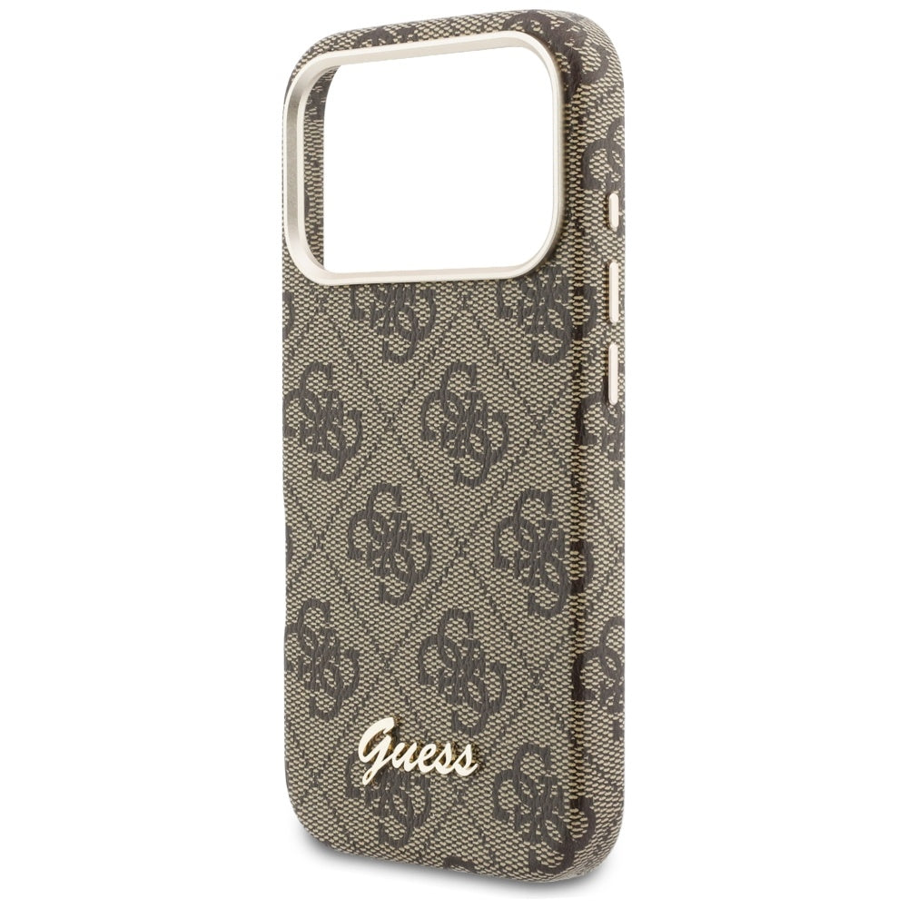 Futrola MagSafe za Apple iPhone 17 Pro Max, Guess, 4G Script Logo, Braon