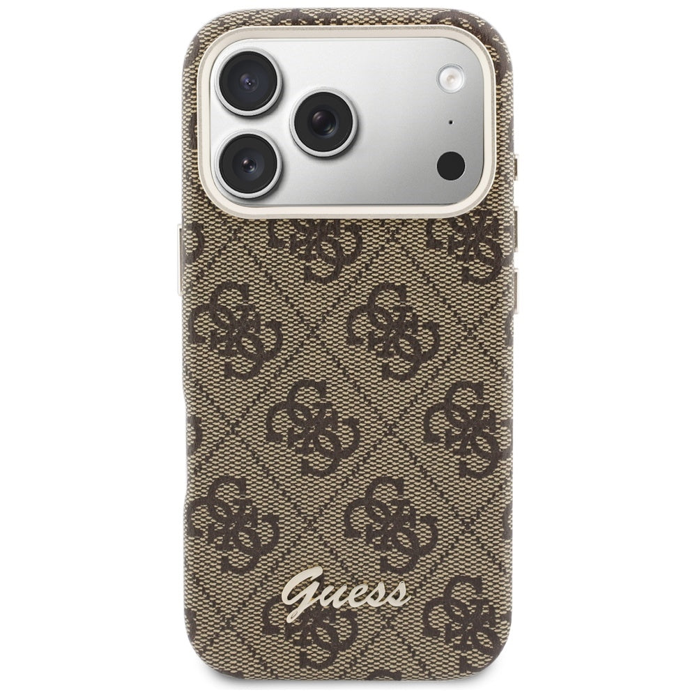 Futrola MagSafe za Apple iPhone 17 Pro Max, Guess, 4G Script Logo, Braon