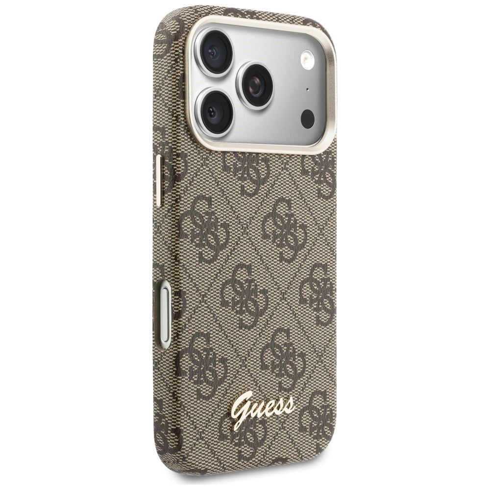 Futrola MagSafe za Apple iPhone 17 Pro Max, Guess, 4G Script Logo, Braon