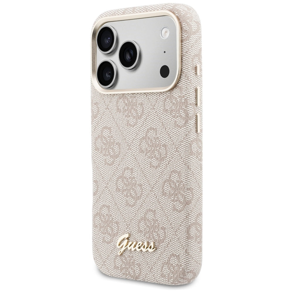 Futrola MagSafe za Apple iPhone 17 Pro Max, Guess, 4G Script Logo, Roze