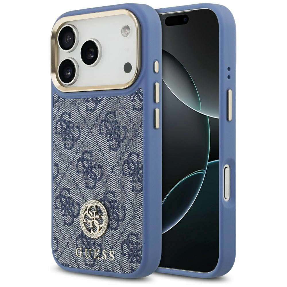 Futrola MagSafe za Apple iPhone 17 Pro Max, Guess, 4G Strass Logo, Plava