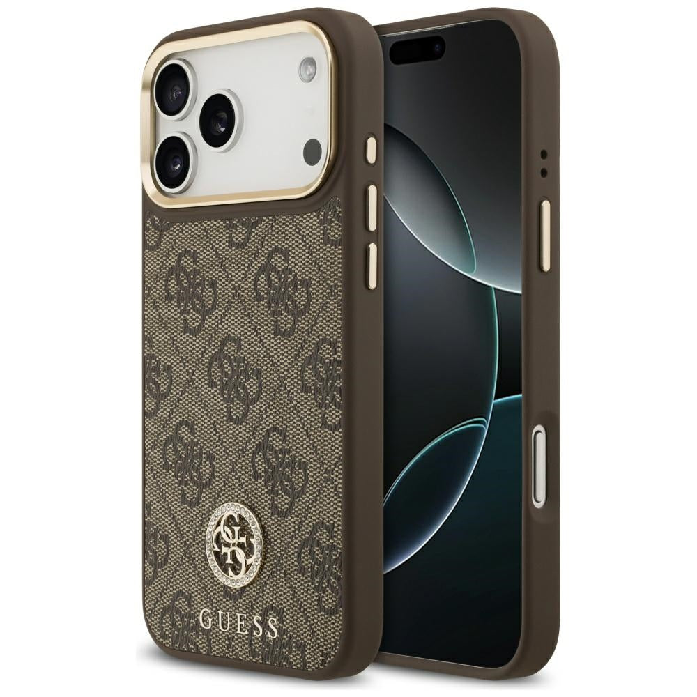 Futrola MagSafe za Apple iPhone 17 Pro Max, Guess, 4G Strass Logo, Braon
