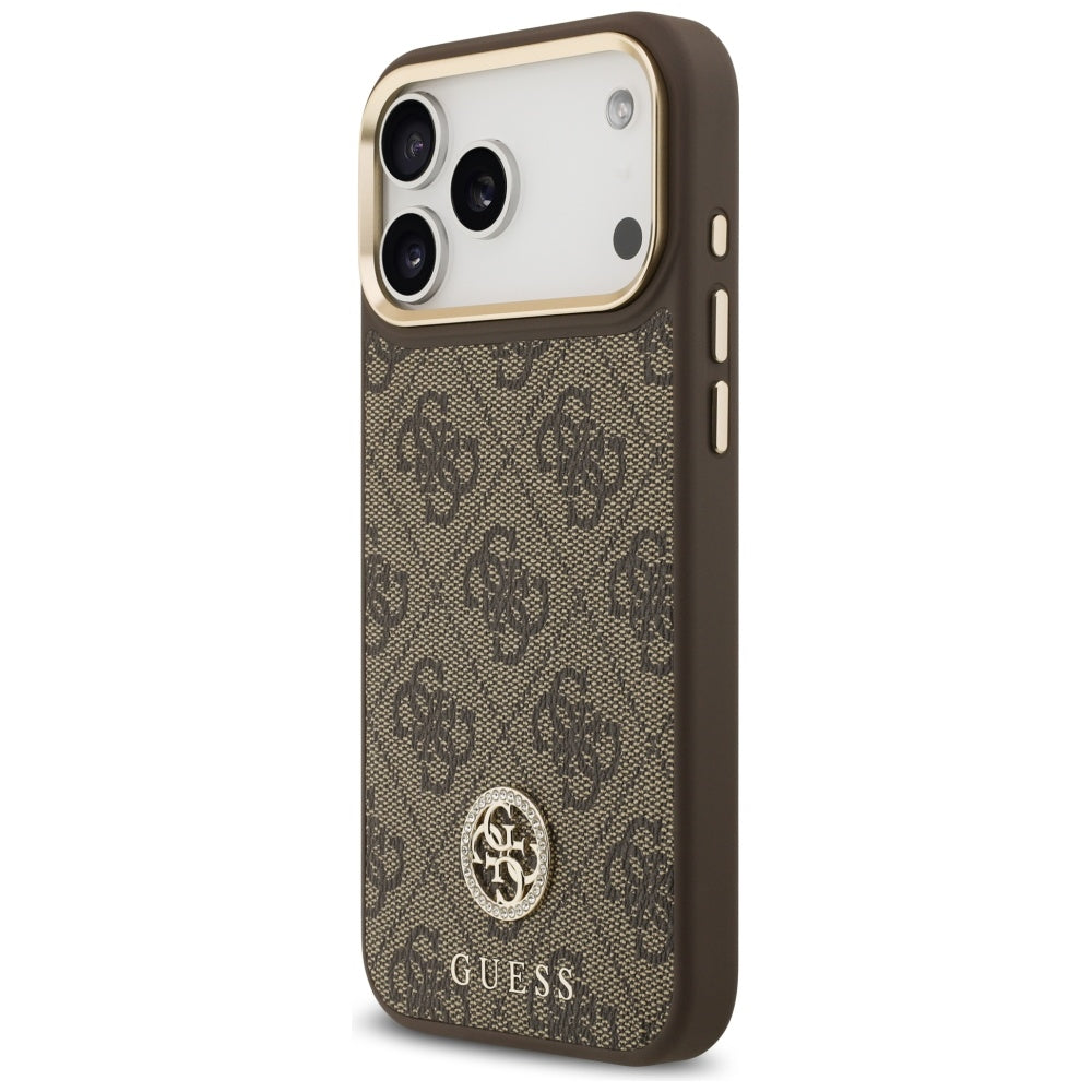 Futrola MagSafe za Apple iPhone 17 Pro Max, Guess, 4G Strass Logo, Braon