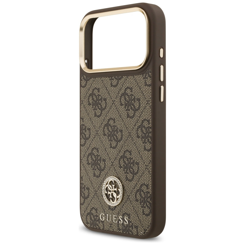 Futrola MagSafe za Apple iPhone 17 Pro Max, Guess, 4G Strass Logo, Braon