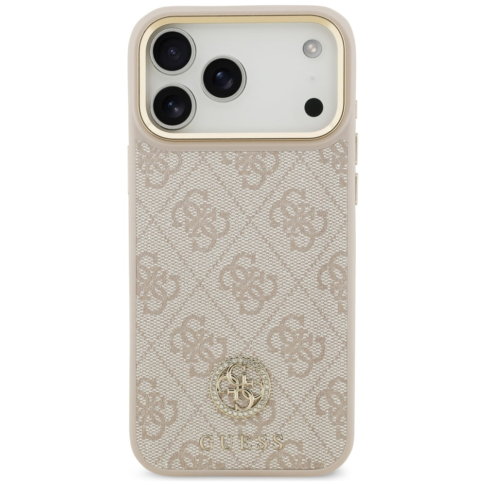 Husa MagSafe za Apple iPhone 17 Pro Max, Guess, 4G Strass Logo, Roze
