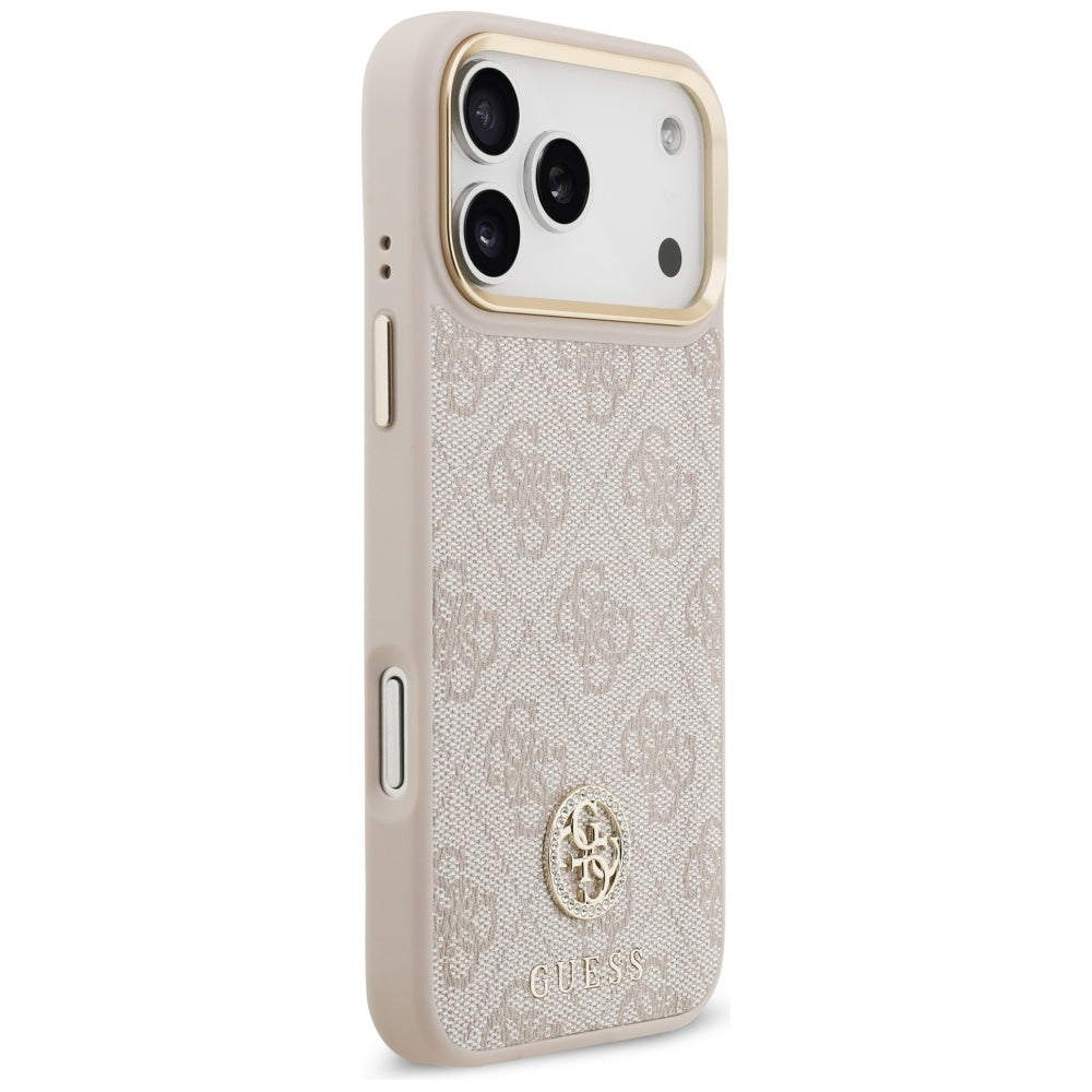 Husa MagSafe za Apple iPhone 17 Pro Max, Guess, 4G Strass Logo, Roze