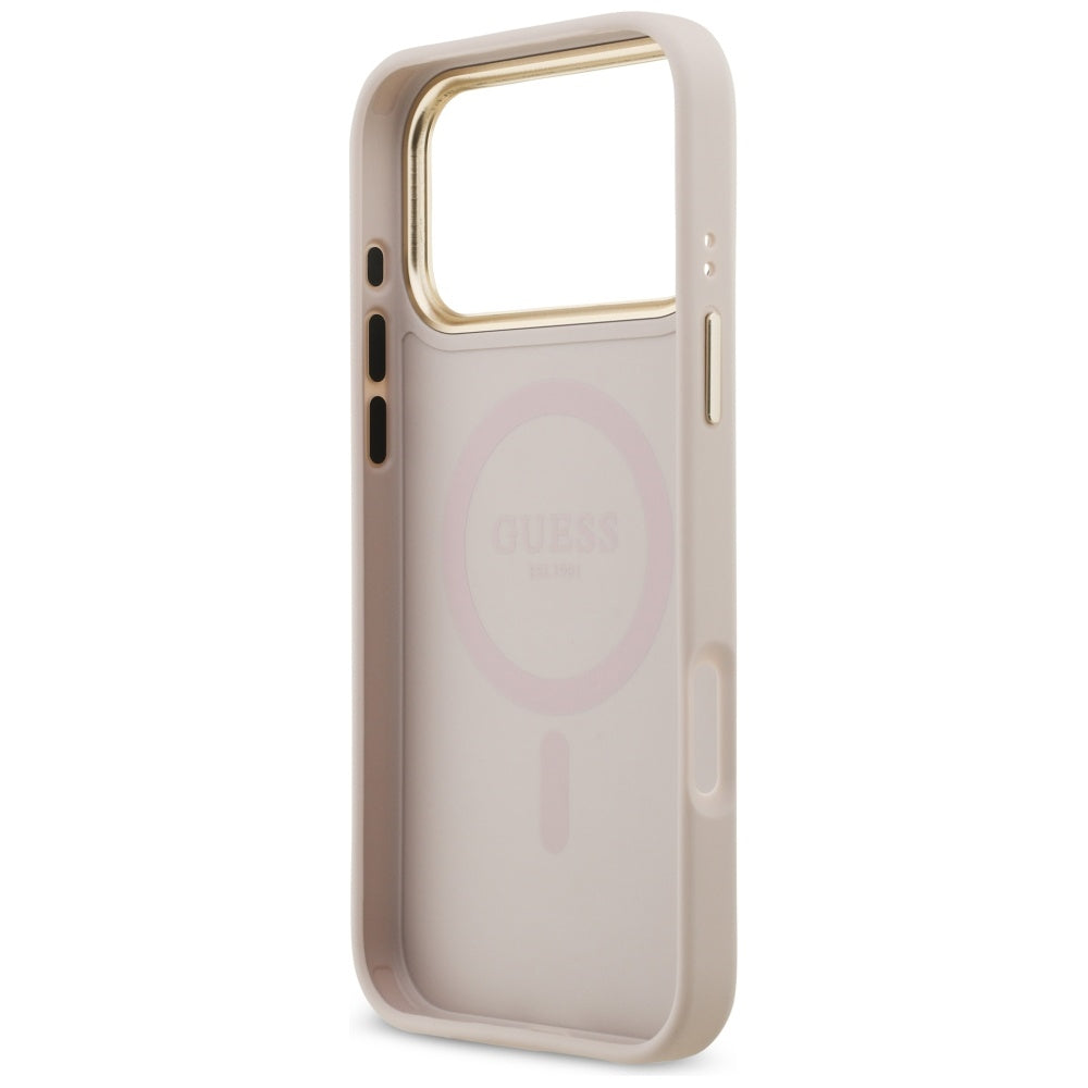 Husa MagSafe za Apple iPhone 17 Pro Max, Guess, 4G Strass Logo, Roze