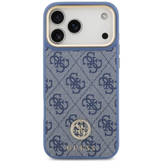 Husa MagSafe za Apple iPhone 17 Pro Max, Guess, 4G Strass Logo with Big Strap, Plava