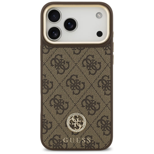 Futrola MagSafe za Apple iPhone 17 Pro Max, Guess, 4G Strass Logo sa velikom trakom, Braon