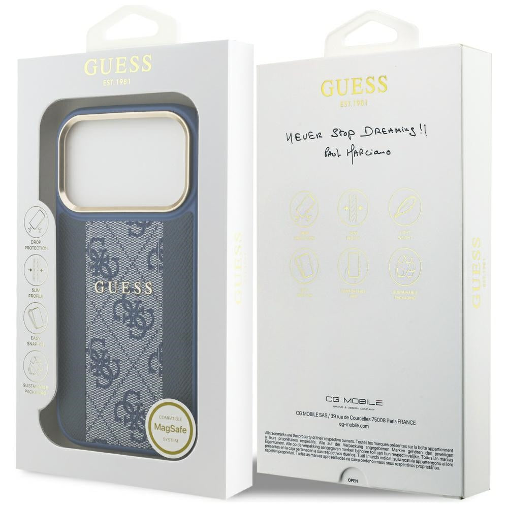 Futrola MagSafe za Apple iPhone 17 Pro Max, Guess, 4G Stripe, Plava