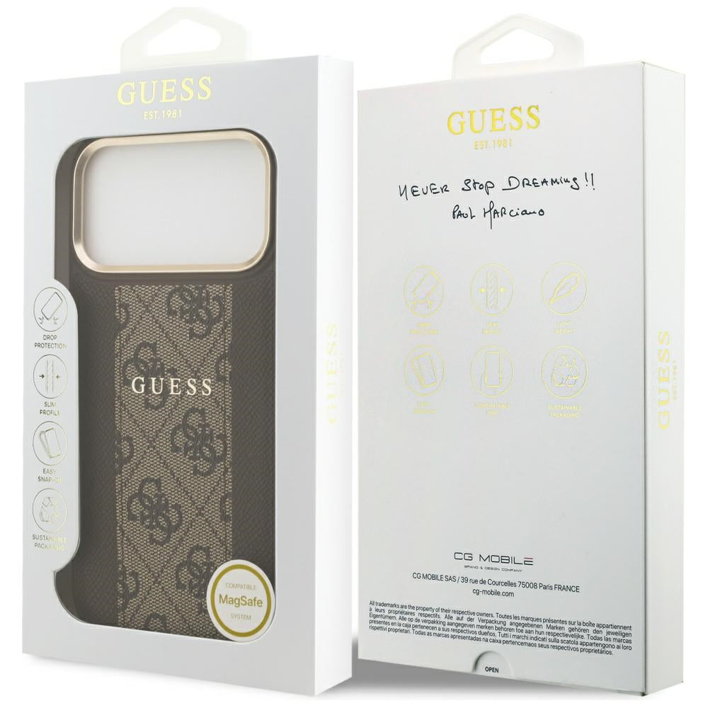 Futrola MagSafe za Apple iPhone 17 Pro Max, Guess, 4G Stripe, Braon