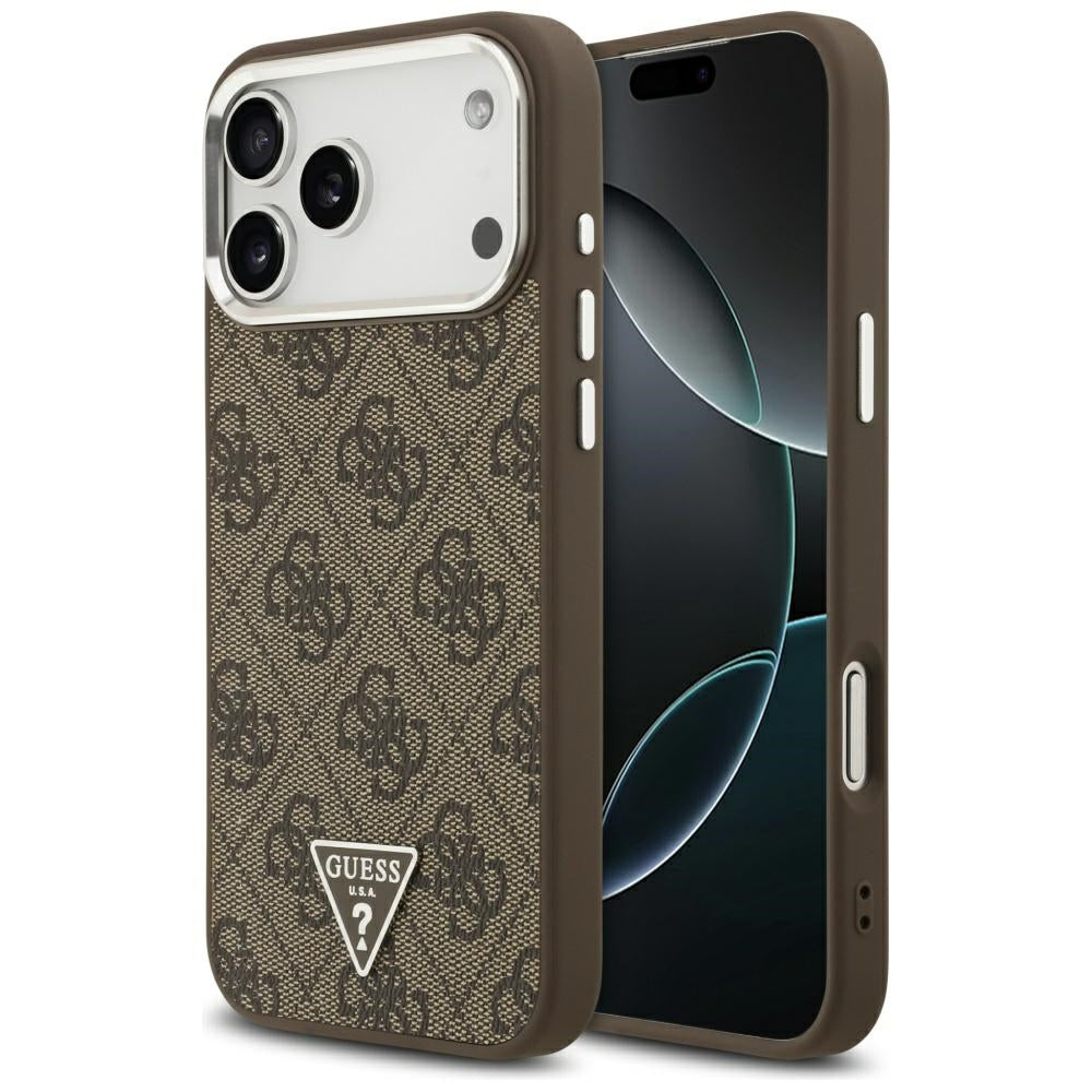 Futrola MagSafe za Apple iPhone 17 Pro Max, Guess, 4G Triangle Logo, Braon