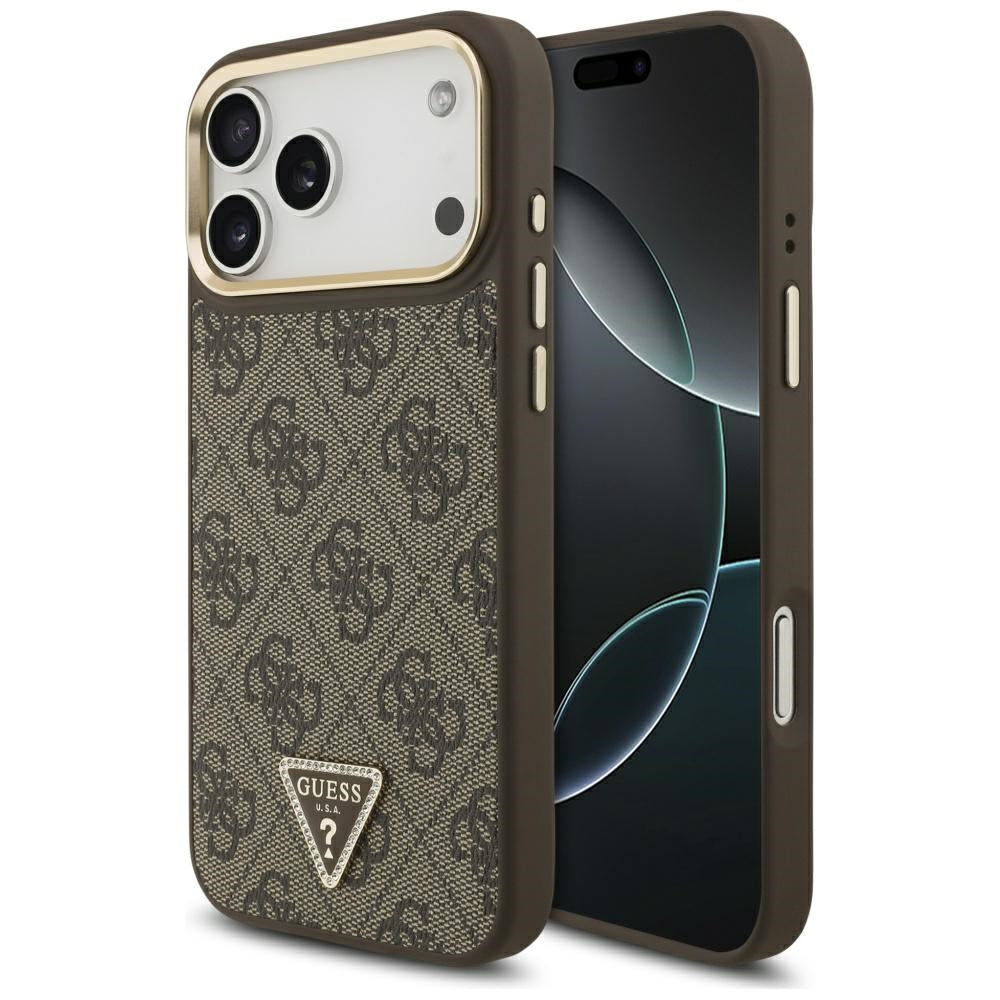 Futrola MagSafe za Apple iPhone 17 Pro Max, Guess, 4G Triangle Logo, Zlatno Braon