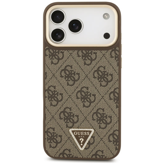 Husa MagSafe za Apple iPhone 17 Pro Max, Guess, 4G Triangle Logo with Big Strap, Braon