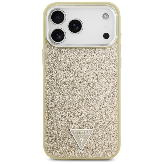 Husa MagSafe za Apple iPhone 17 Pro Max, Guess, Glitter Triangle Logo, Zlatna