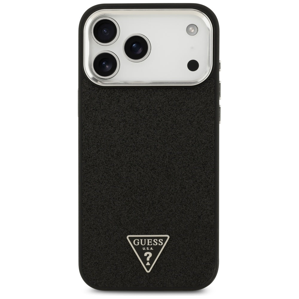 Futrola MagSafe za Apple iPhone 17 Pro Max, Guess, Glitter Triangle Logo, Crna