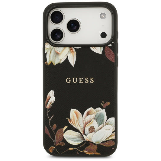 Futrola MagSafe za Apple iPhone 17 Pro Max, Guess, Grained Flowers, Crna