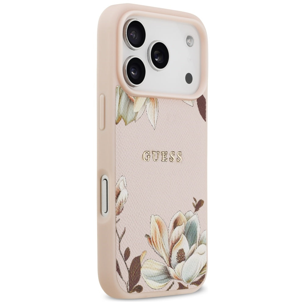 Futrola MagSafe za Apple iPhone 17 Pro Max, Guess, Grained Flowers, Roze