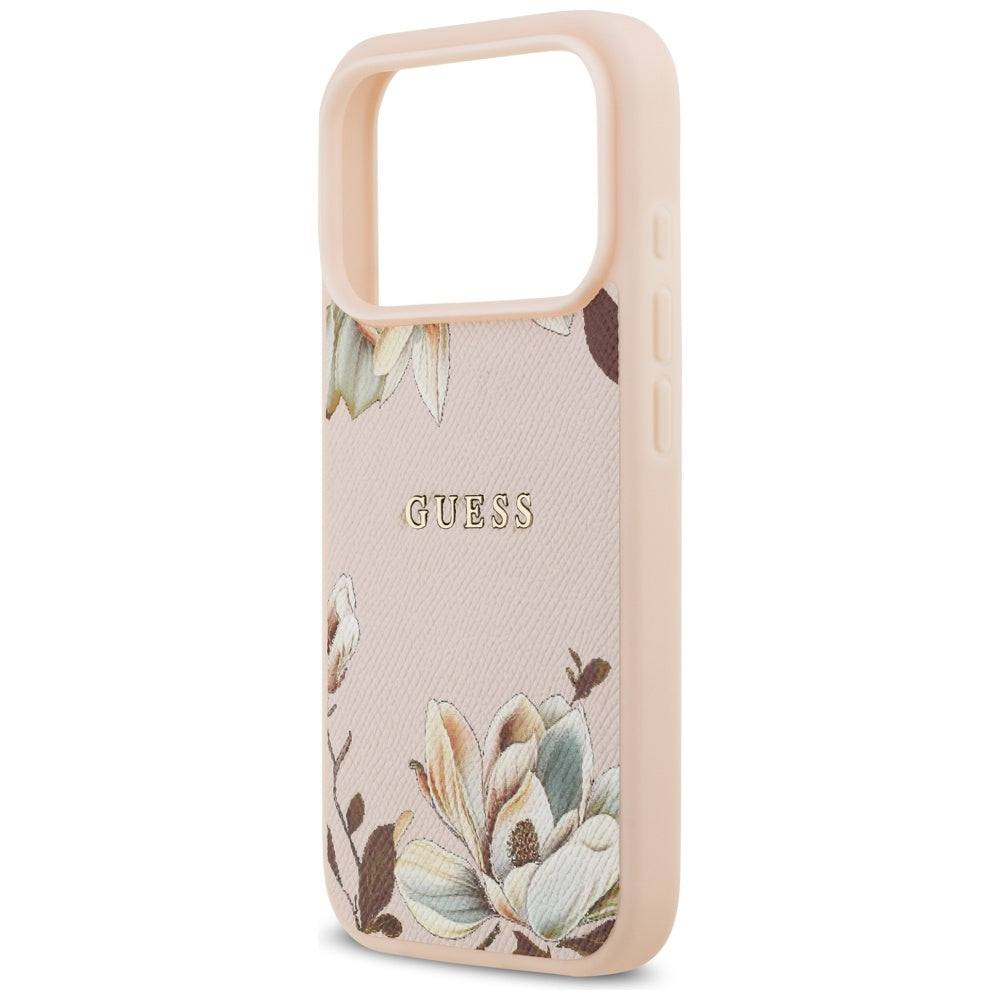 Futrola MagSafe za Apple iPhone 17 Pro Max, Guess, Grained Flowers, Roze