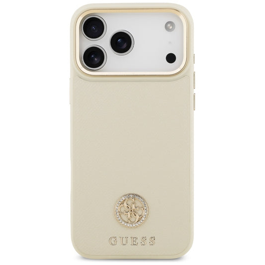 Futrola MagSafe za Apple iPhone 17 Pro Max, Guess, Grained Strass Logo, Bež