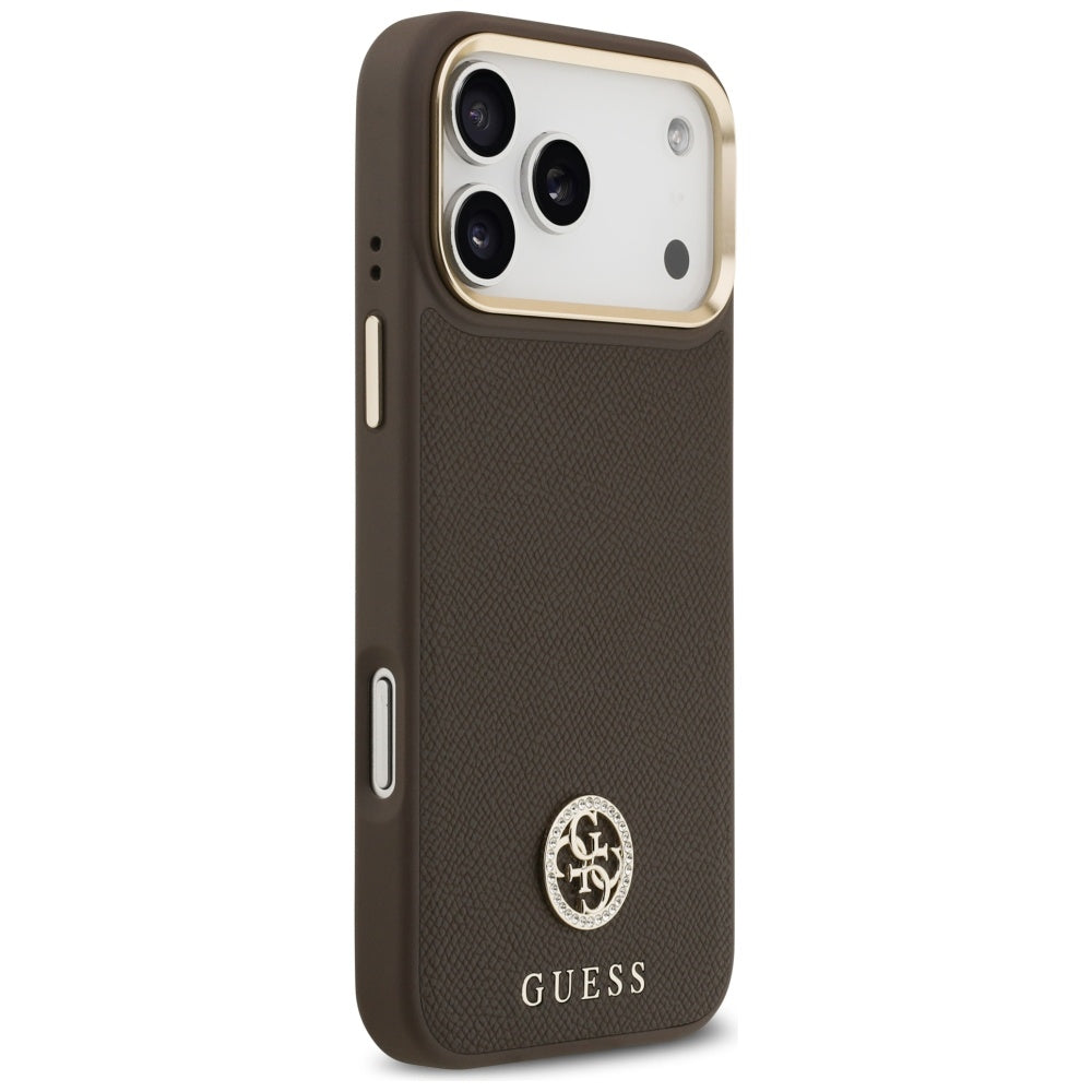 Futrola MagSafe za Apple iPhone 17 Pro Max, Guess, Grained Strass Logo, Braon