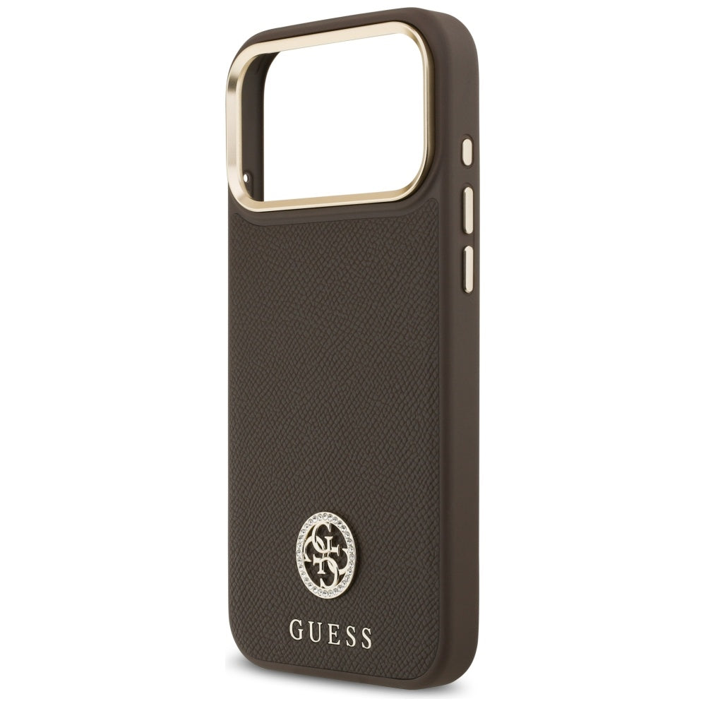 Futrola MagSafe za Apple iPhone 17 Pro Max, Guess, Grained Strass Logo, Braon