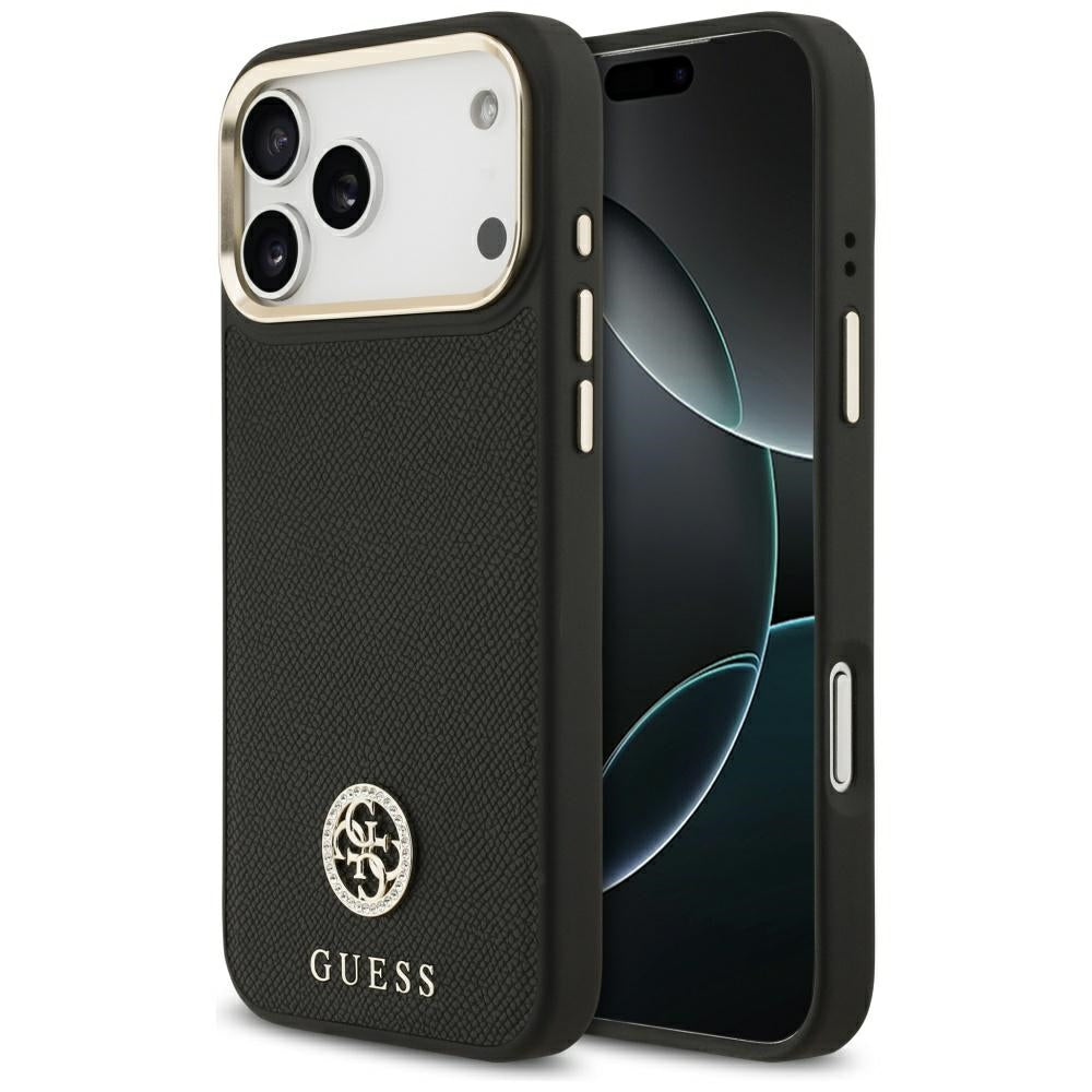 Futrola MagSafe za Apple iPhone 17 Pro Max, Guess, Grained Strass Logo, Crna