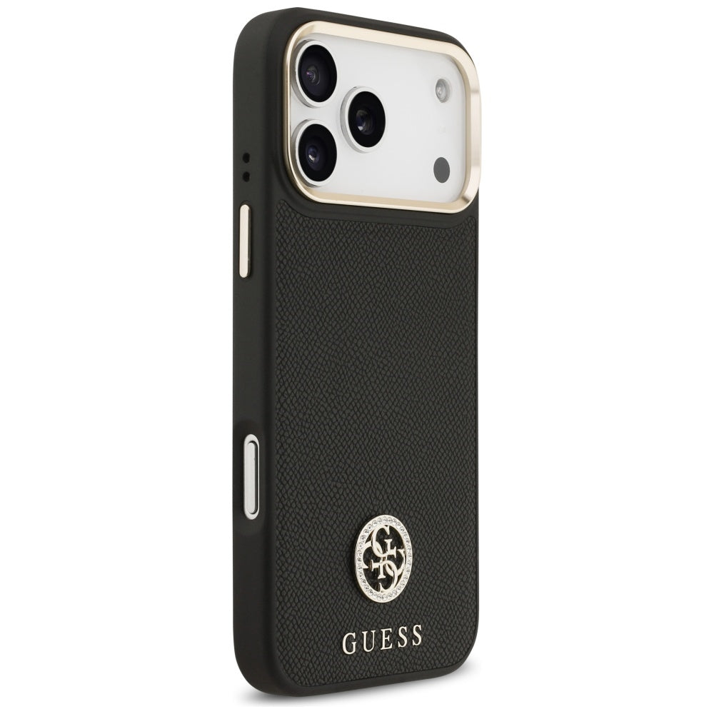 Futrola MagSafe za Apple iPhone 17 Pro Max, Guess, Grained Strass Logo, Crna