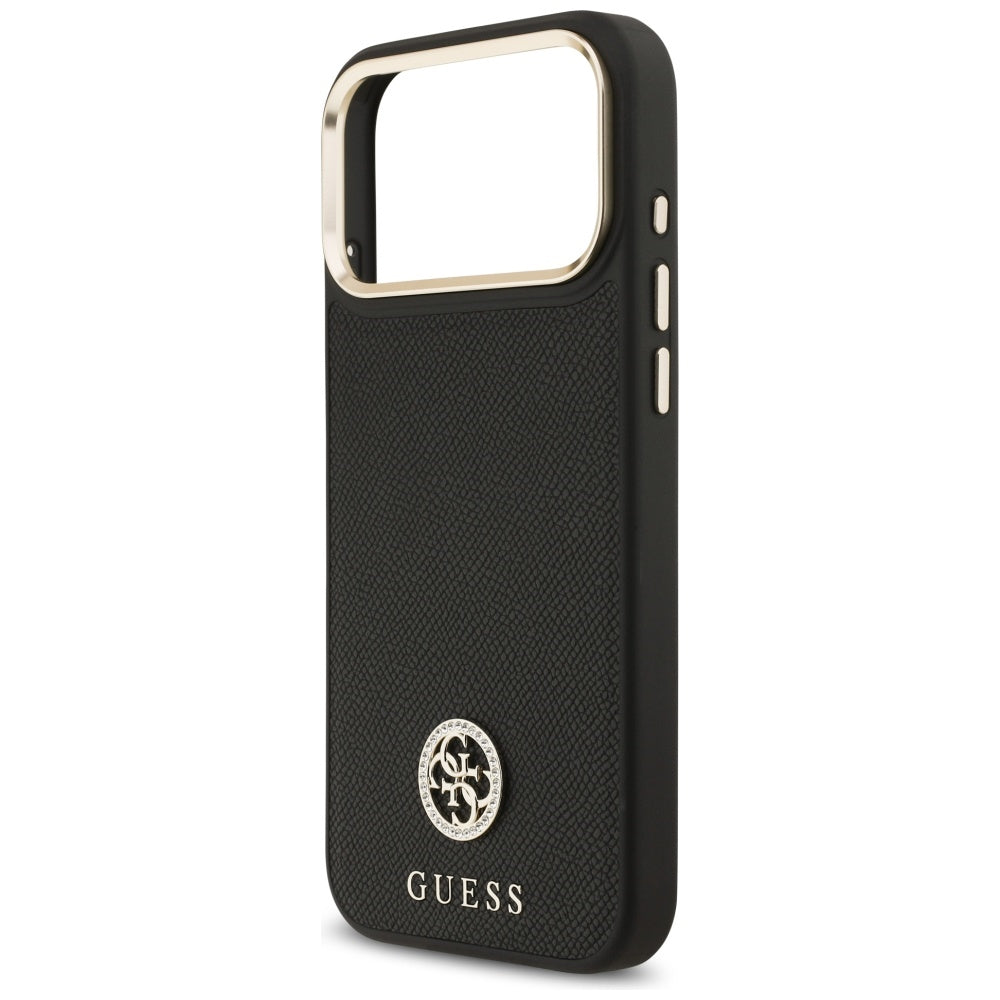 Futrola MagSafe za Apple iPhone 17 Pro Max, Guess, Grained Strass Logo, Crna