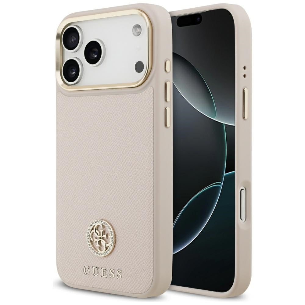 Husa MagSafe za Apple iPhone 17 Pro Max, Guess, Grained Strass Logo, Roze