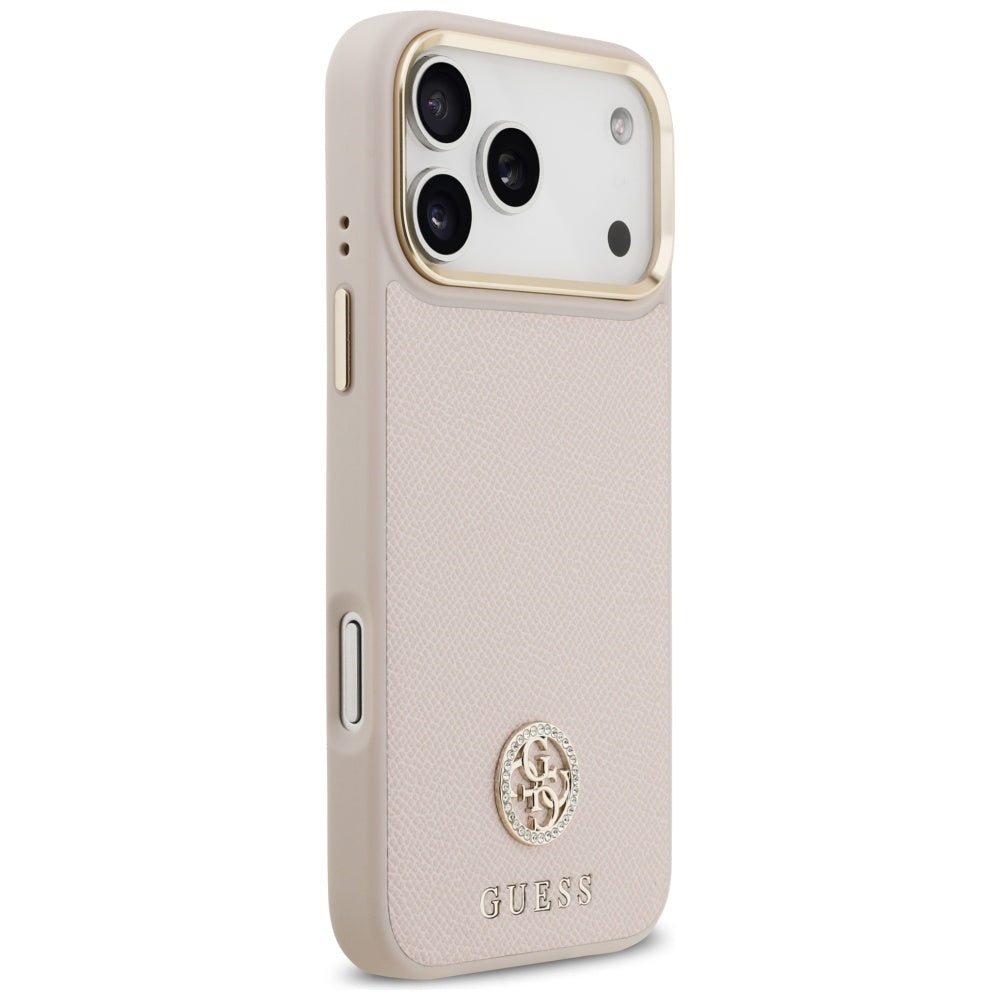 Husa MagSafe za Apple iPhone 17 Pro Max, Guess, Grained Strass Logo, Roze
