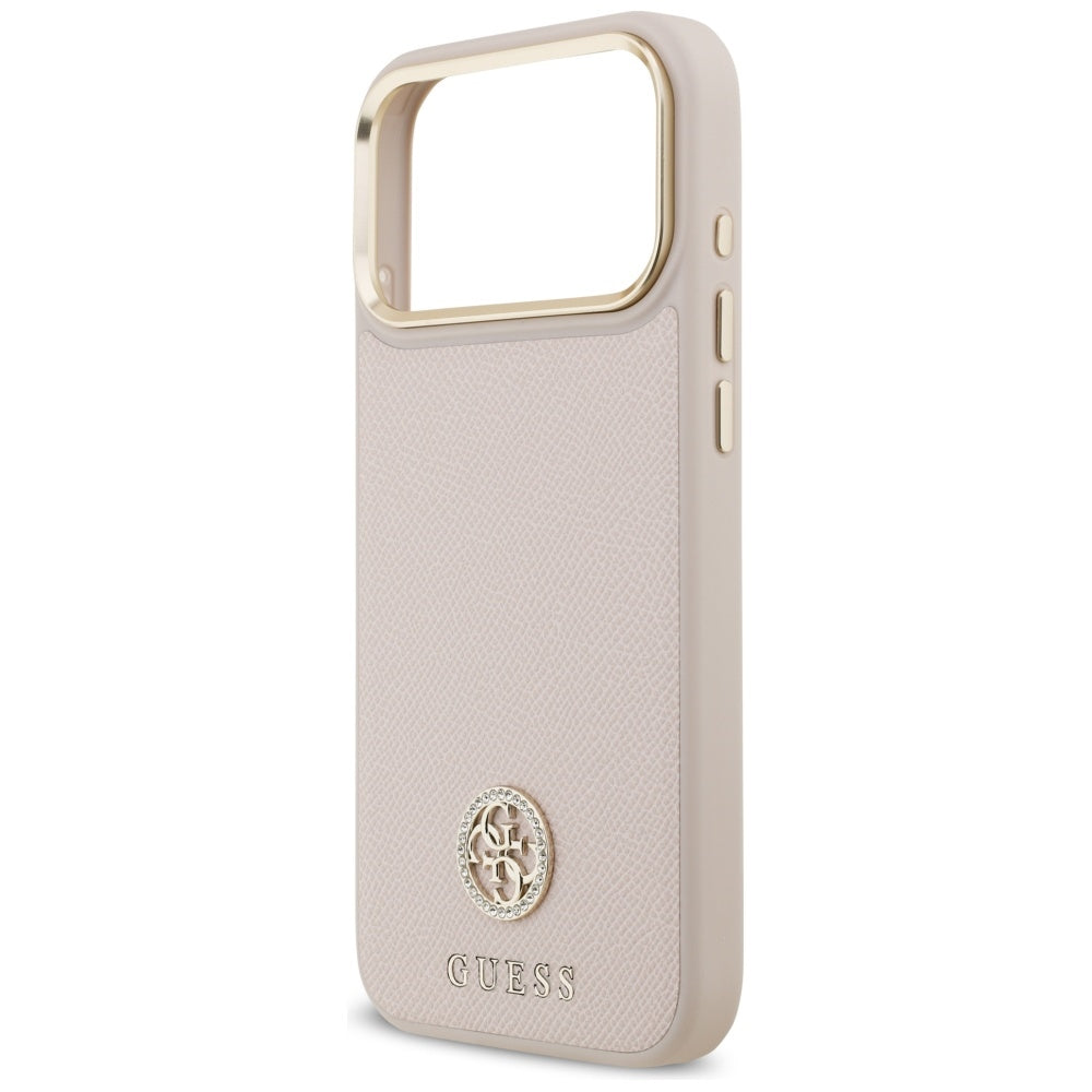 Husa MagSafe za Apple iPhone 17 Pro Max, Guess, Grained Strass Logo, Roze