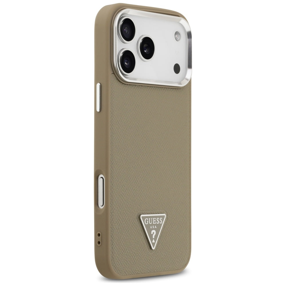 Futrola MagSafe za Apple iPhone 17 Pro Max, Guess, Grained Triangle Logo, Braon