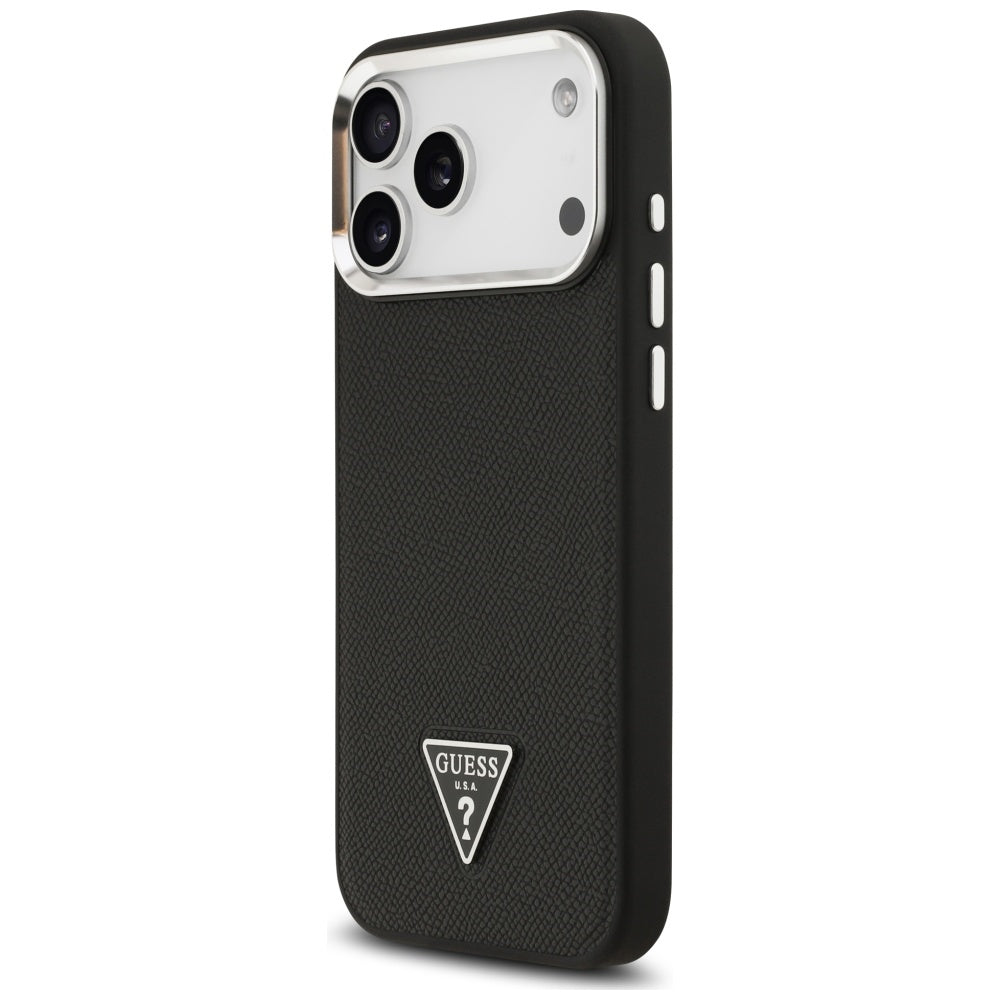 Futrola MagSafe za Apple iPhone 17 Pro Max, Guess, Grained Triangle Logo, Crna