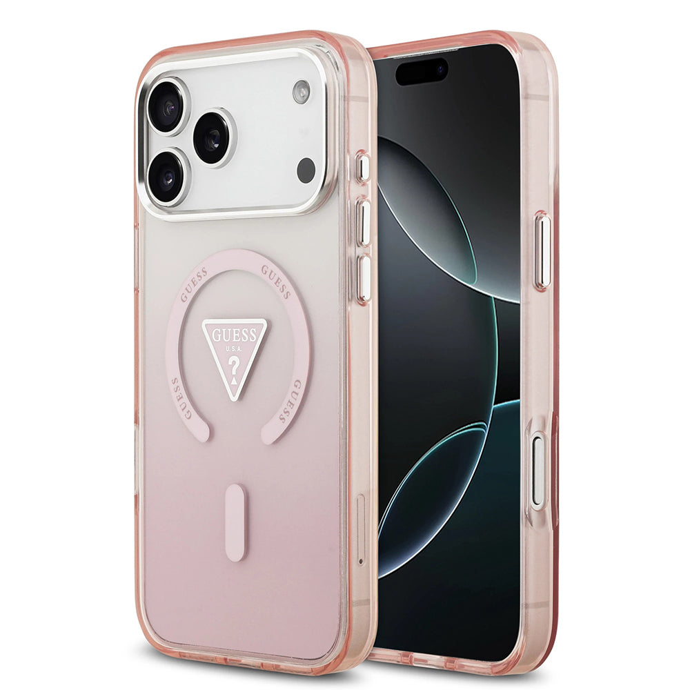 Futrola MagSafe za Apple iPhone 17 Pro Max, Guess, IML Gradient Triangle Logo, Roze