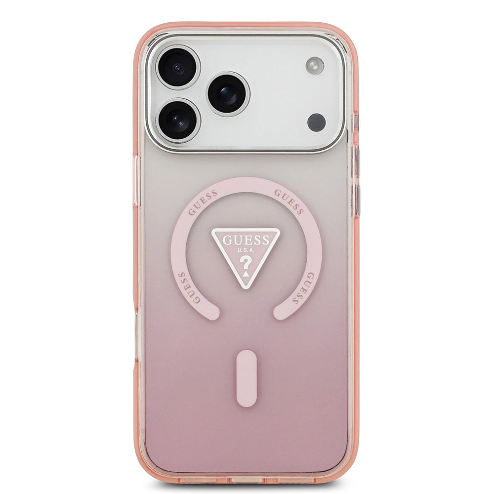 Futrola MagSafe za Apple iPhone 17 Pro Max, Guess, IML Gradient Triangle Logo, Roze